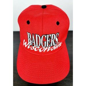 Vintage Wisconsin Badgers Spell Out NCAA #1 Apparel Wool Fitted Hat Size 6 7/8